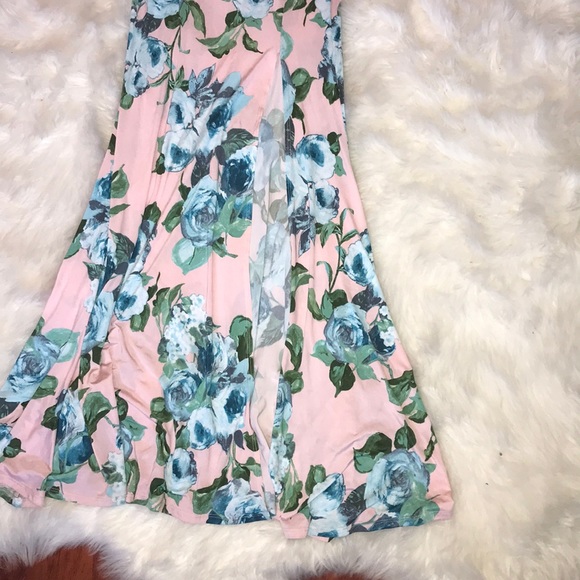 Long pink & blue floral dress - Picture 2 of 7